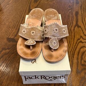 Jack Rogers Beige Sandals with Floral Accents